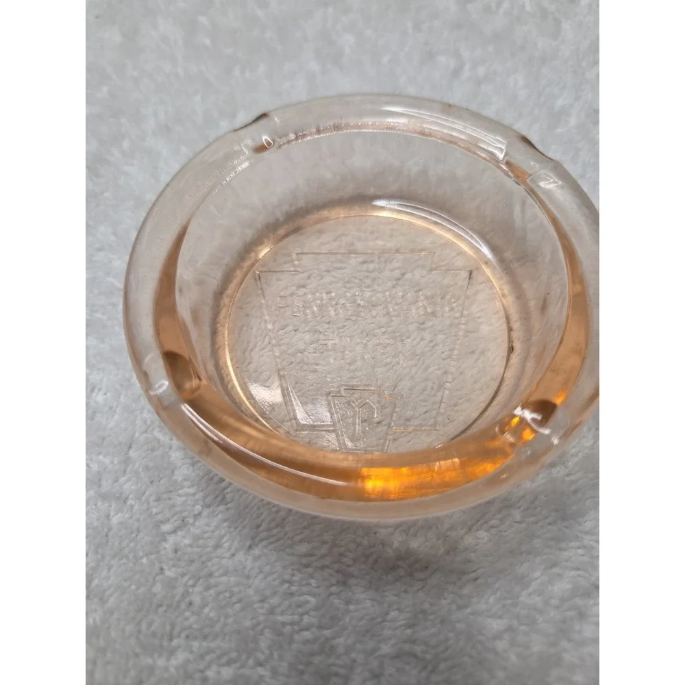 Vintage Pennsylvania Tires Pink Glass Ashtray 3.5